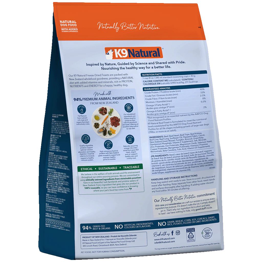 K9 Natural Beef Feast Freeze-Dried Dog Food