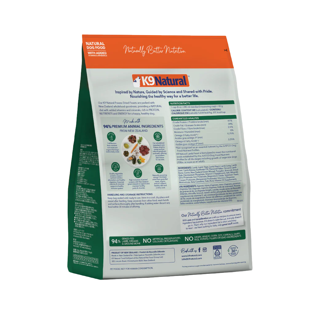 K9 Natural Lamb feast Freeze-Dried Dog Food