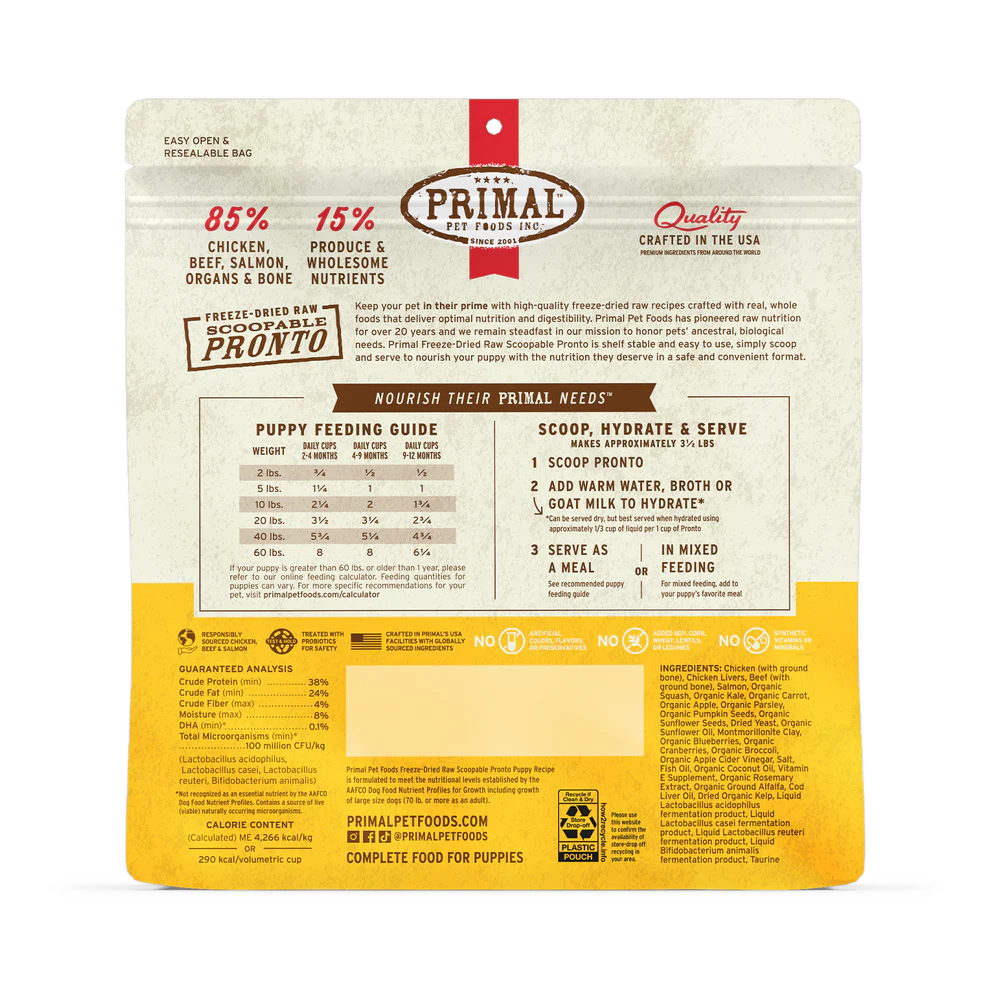 Primal Puppy Recipe Freeze-Dried Raw Pronto Dog Food