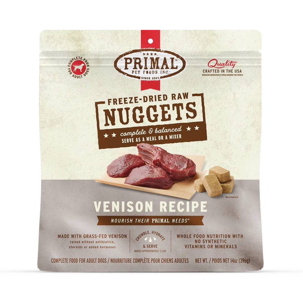 Primal Venison Recipe Freeze-Dried Raw Nuggets Dog Food