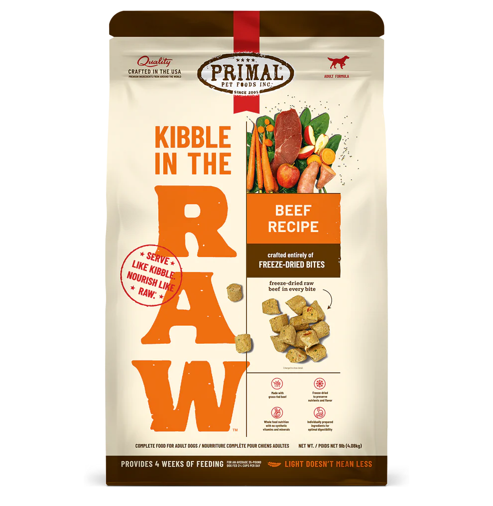 Primal Beef Recipe Kibble in the Raw Dry Dog Food