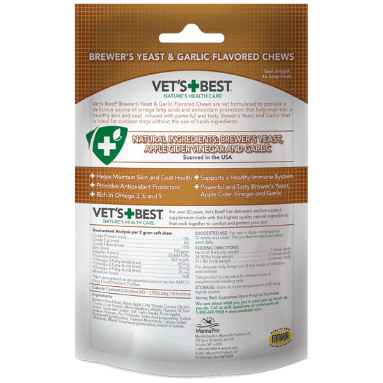 Vet's Best Brewers Yeast & Garlic Flavoured Soft Dog Chews
