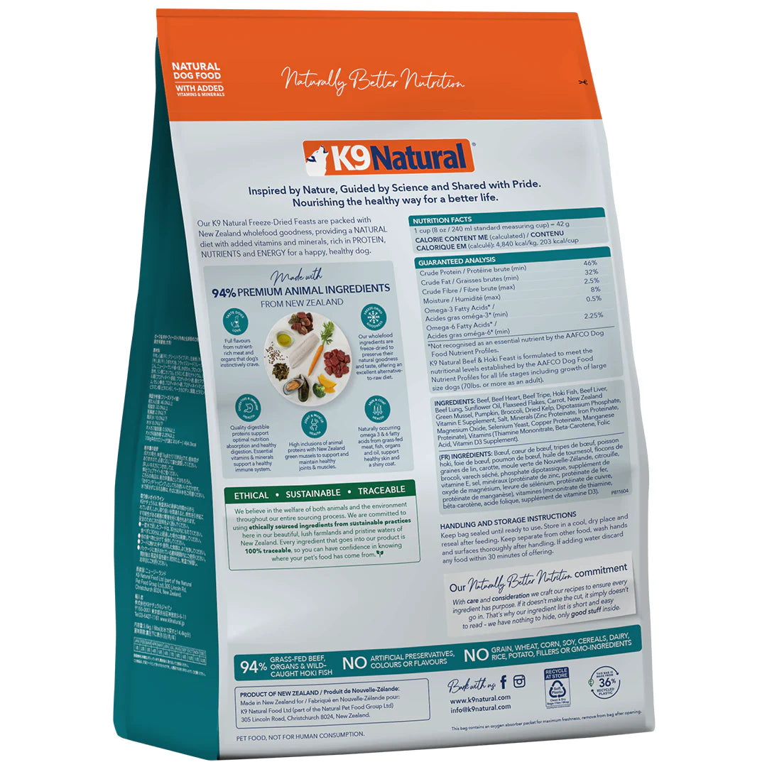 K9 Natural Hoki & Beef Freeze-Dried Dog Food