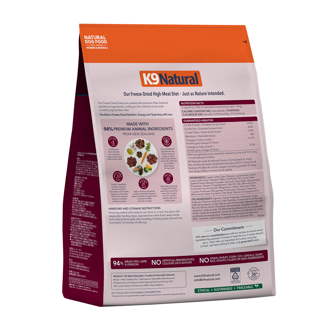 K9 Natural Lamb & Venison Freeze-Dried Dog Food