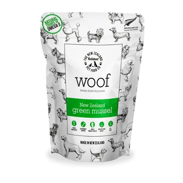 NZPF Woof Freeze Dried Green Lipped Mussels Dog Treats