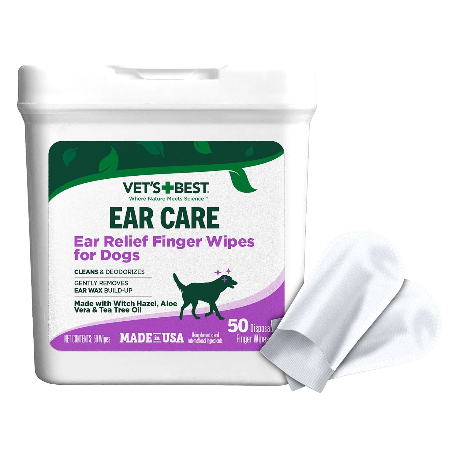Vet's Best Ear Care Ear Relief Finger Wipes for Dogs