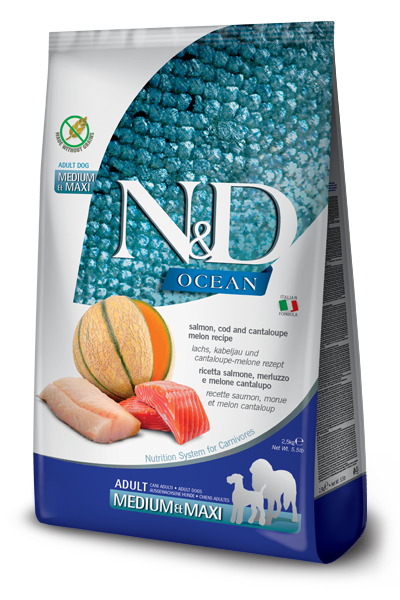 Farmina N&D Ocean Salmon, Cod & Cantaloupe Melon Medium & Maxi Dog Dry Food