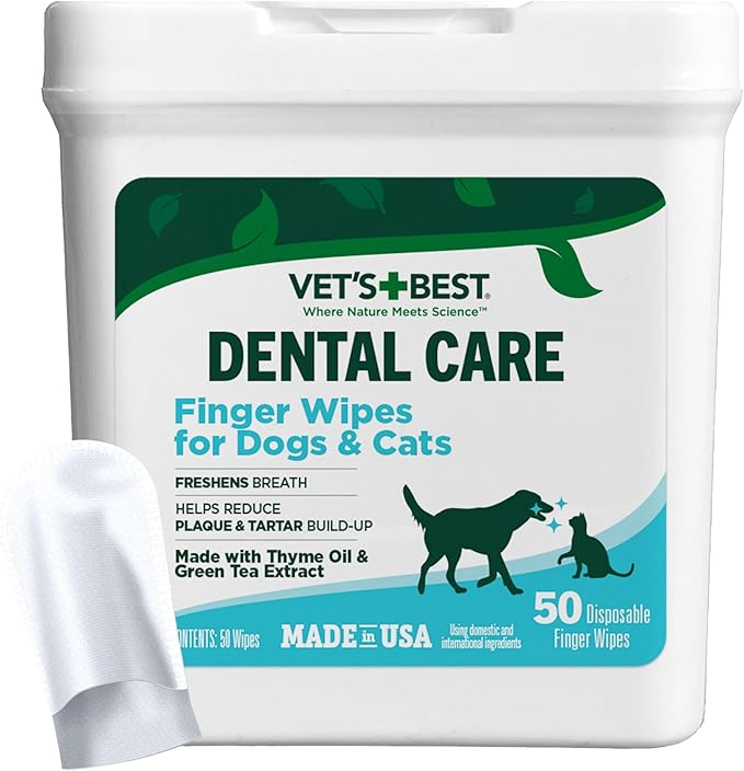 Vets Best Dental Finger Wipes For Dogs & Cats