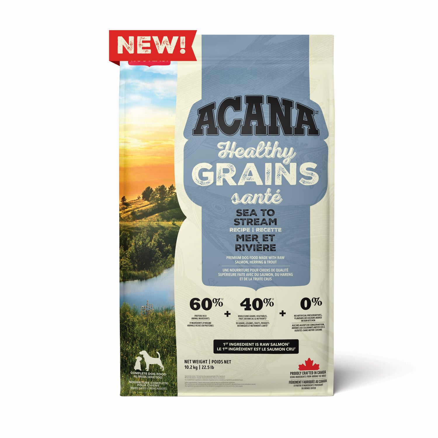 Acana Healthy Grains dog food sea to stream recipe