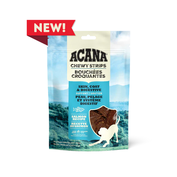 ACANA Chewy Strips Skin, Coat & Digestive Support Salmon Recipe Dog Treats