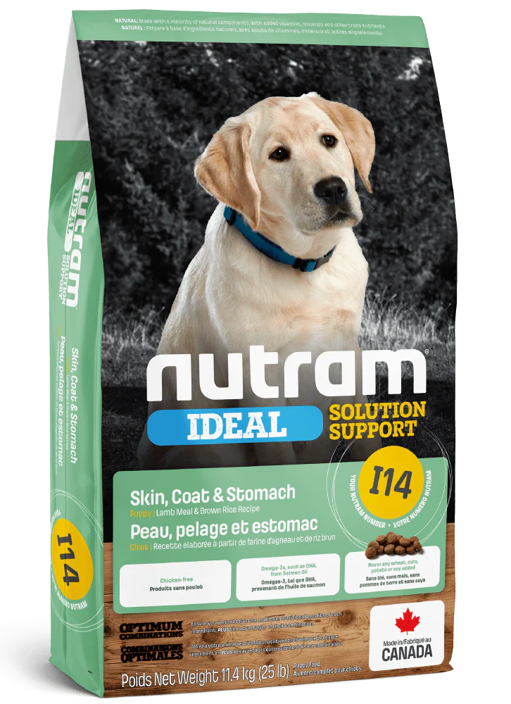 Nutram Ideal I14 Skin Coat and Stomach Lamb and Brown Rice Puppy Dry Dog Food