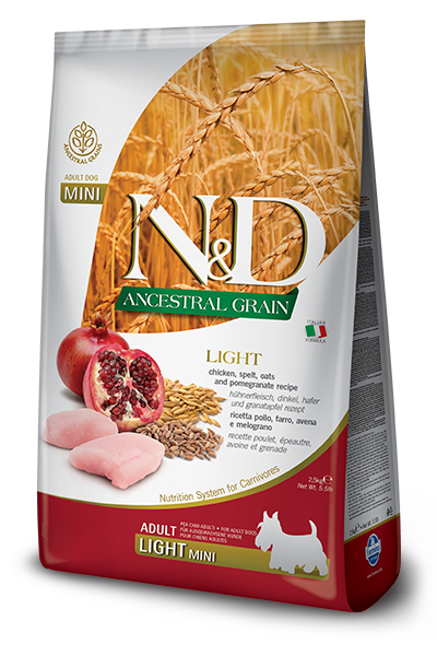 Farmina N&D Ancestral Grain Chicken & Pomegranate Light Mini Dog Food