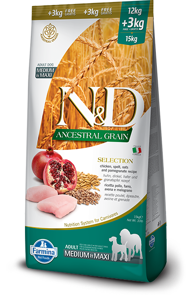 Farmina N&D Ancestral Grain Selection Chicken & Pomegranate Medium & Maxi Dog Food