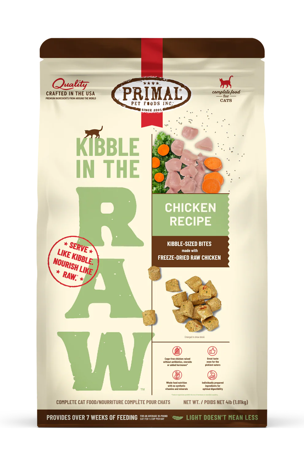 Primal Chicken Recipe Kibble in the Raw Dry Cat Food