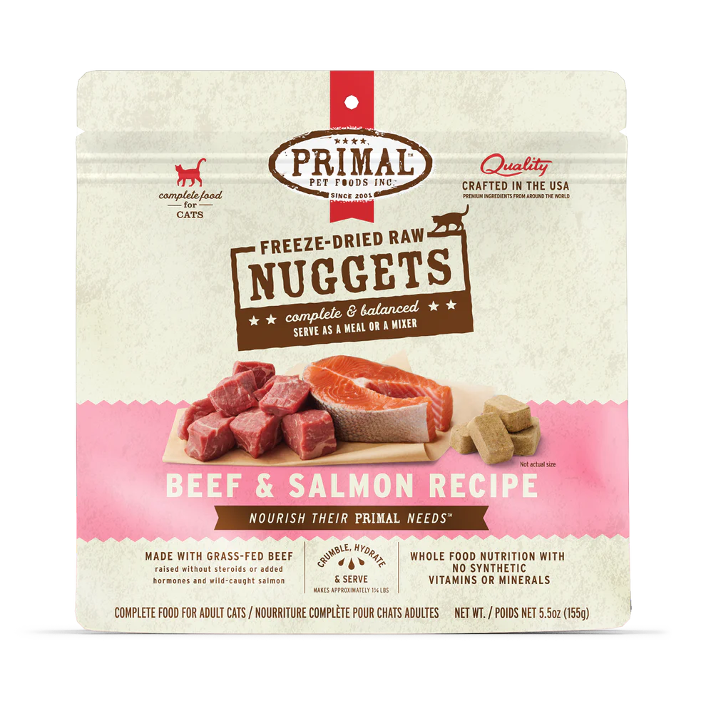Primal Beef & Salmon Recipe Freeze-Dried Raw Nuggets Cat Food