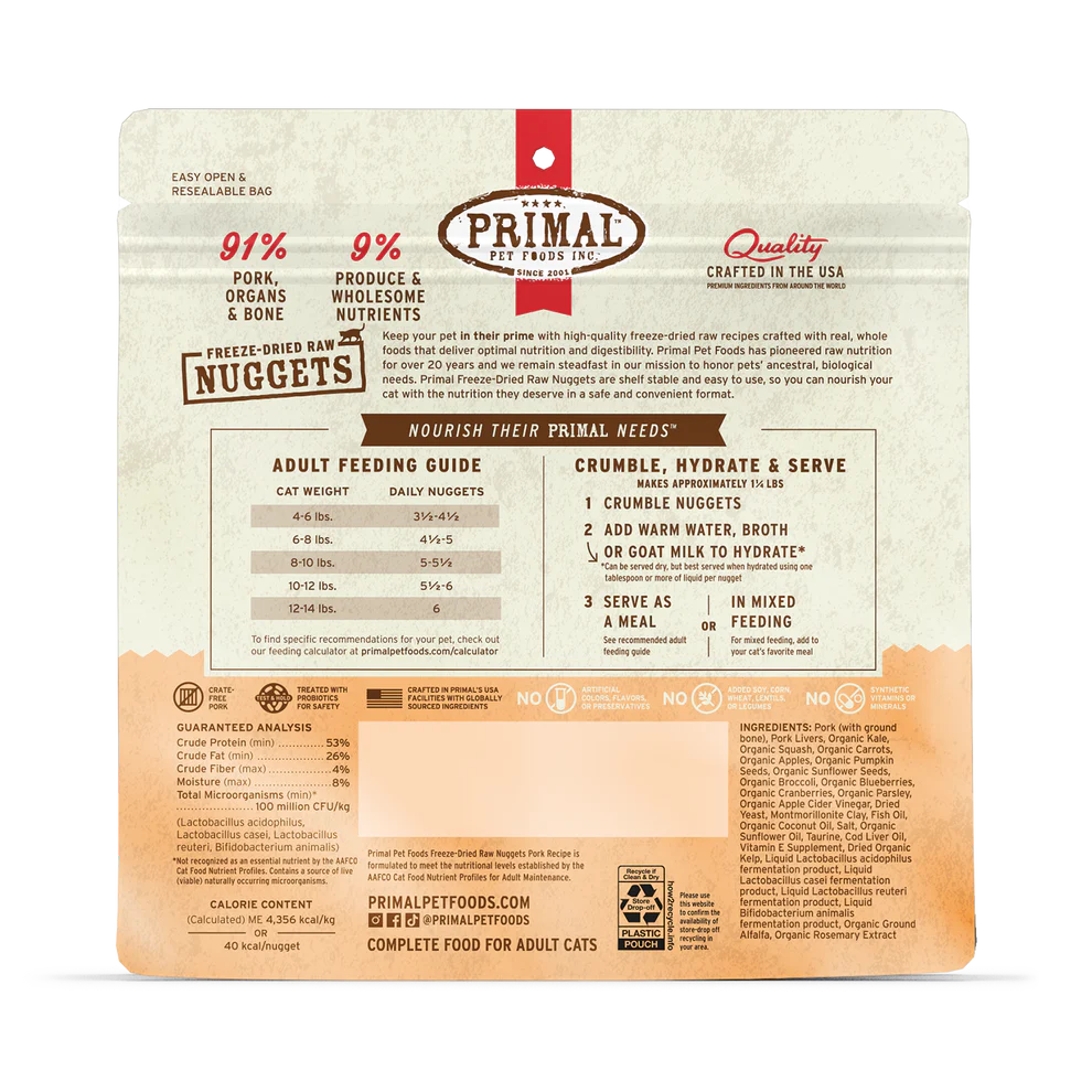 Primal Pork Recipe Freeze-Dried Raw Nuggets Cat Food