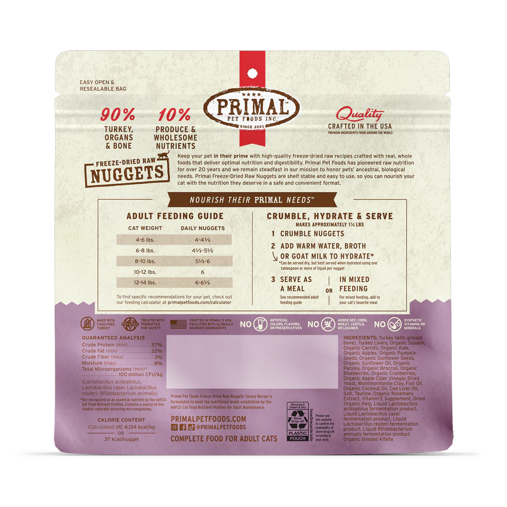 Primal Turkey Recipe Freeze-Dried Raw Nuggets Cat Food