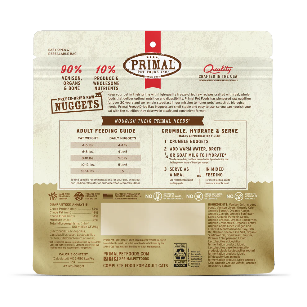 Primal Venison Recipe Freeze-Dried Raw Nuggets Cat Food