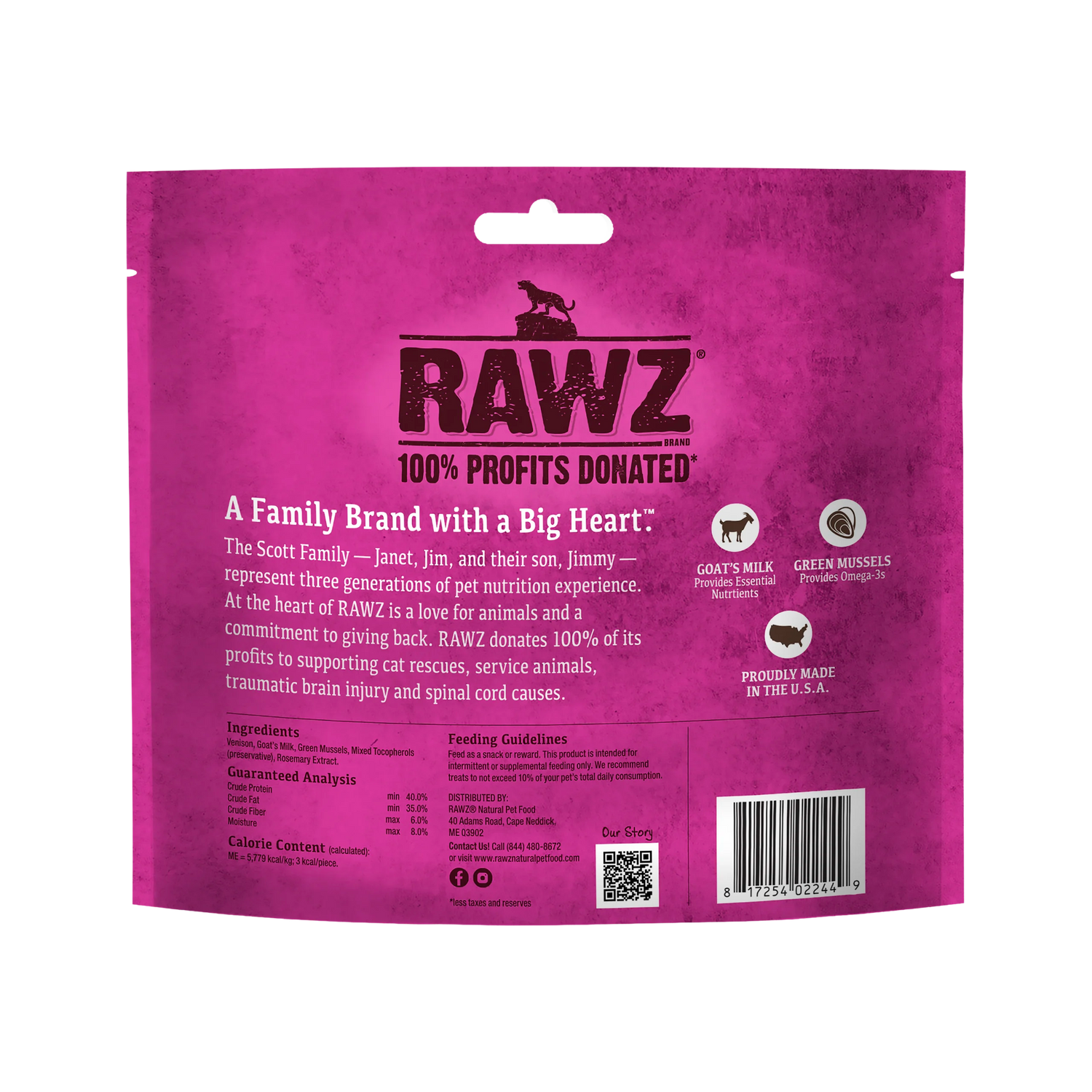 RAWZ Freeze Dried Venison & Goats Milk Cat Treat