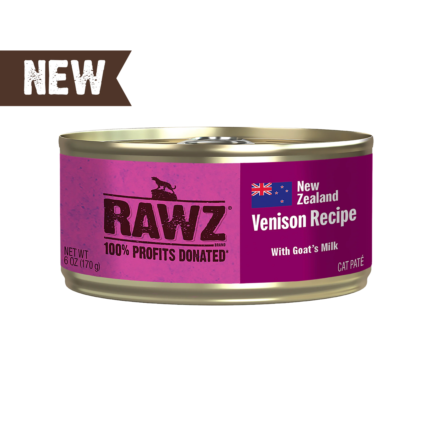RAWZ 94% Venison Pate Cans With Goats Milk Wet Cat Food