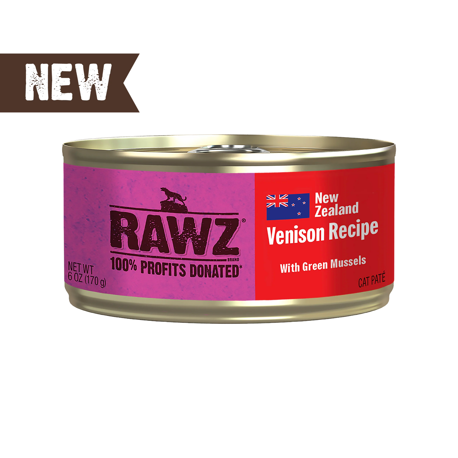 RAWZ 94% Venison Pate Cans With Green Mussels Wet Cat Food