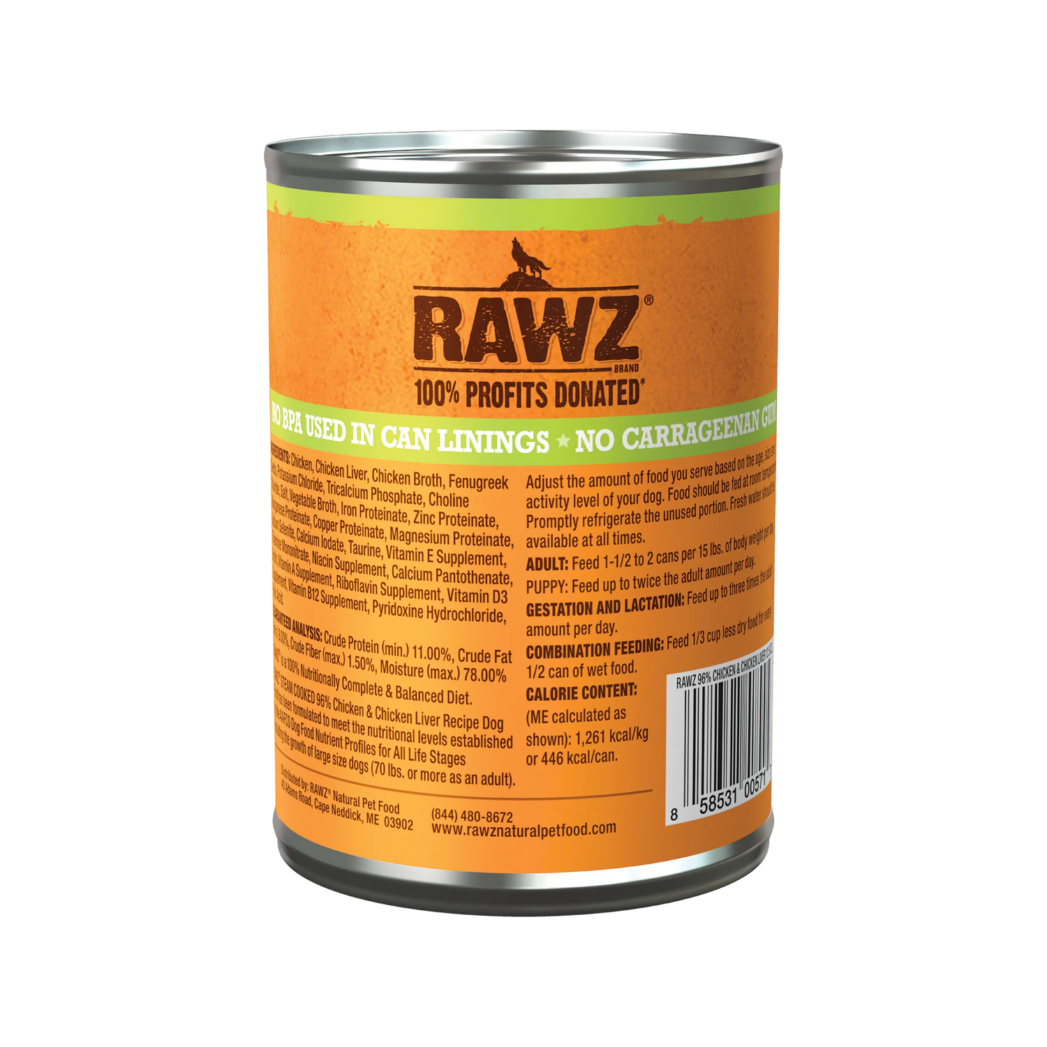 RAWZ 96% Chicken & Chicken Liver Wet Dog Food