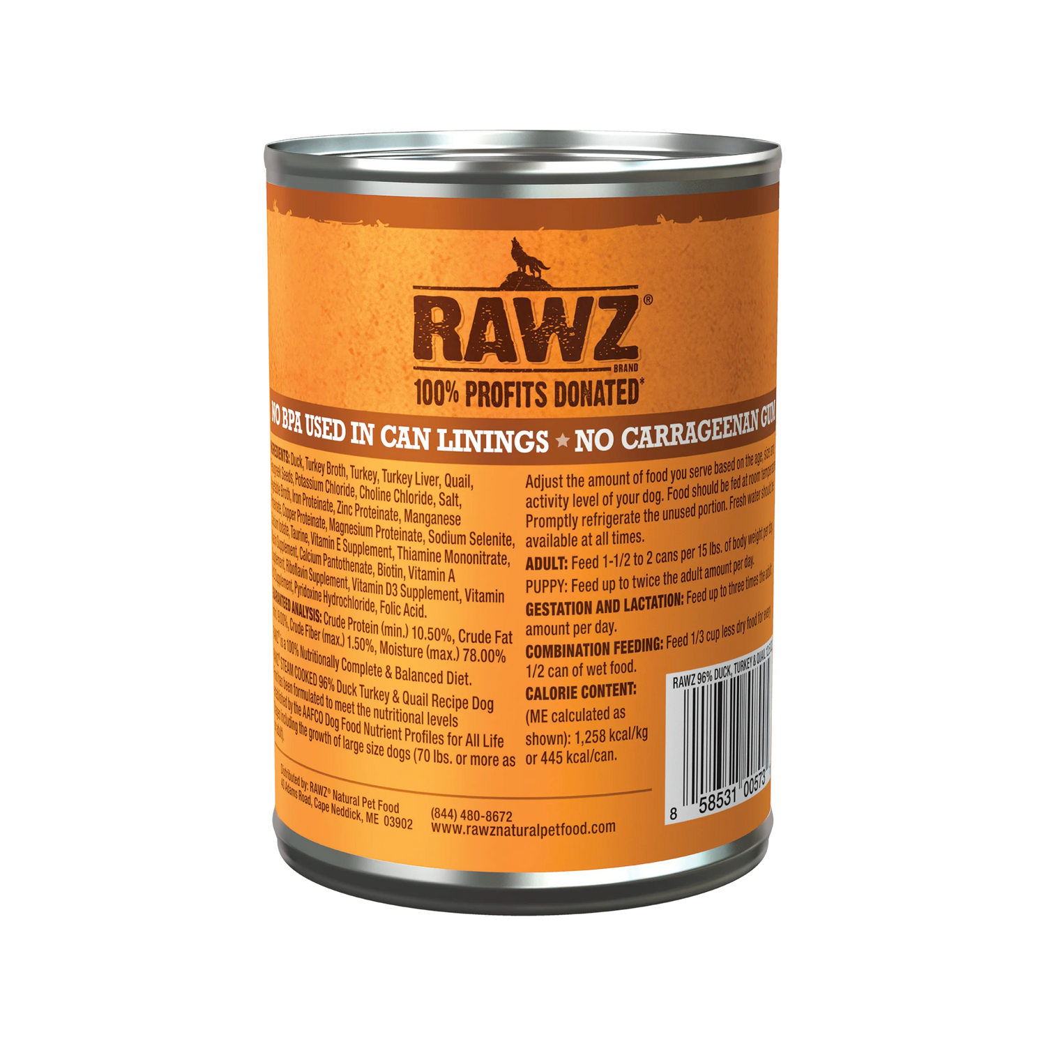 RAWZ 96% Duck Turkey & Quail Pate Wet Dog Food