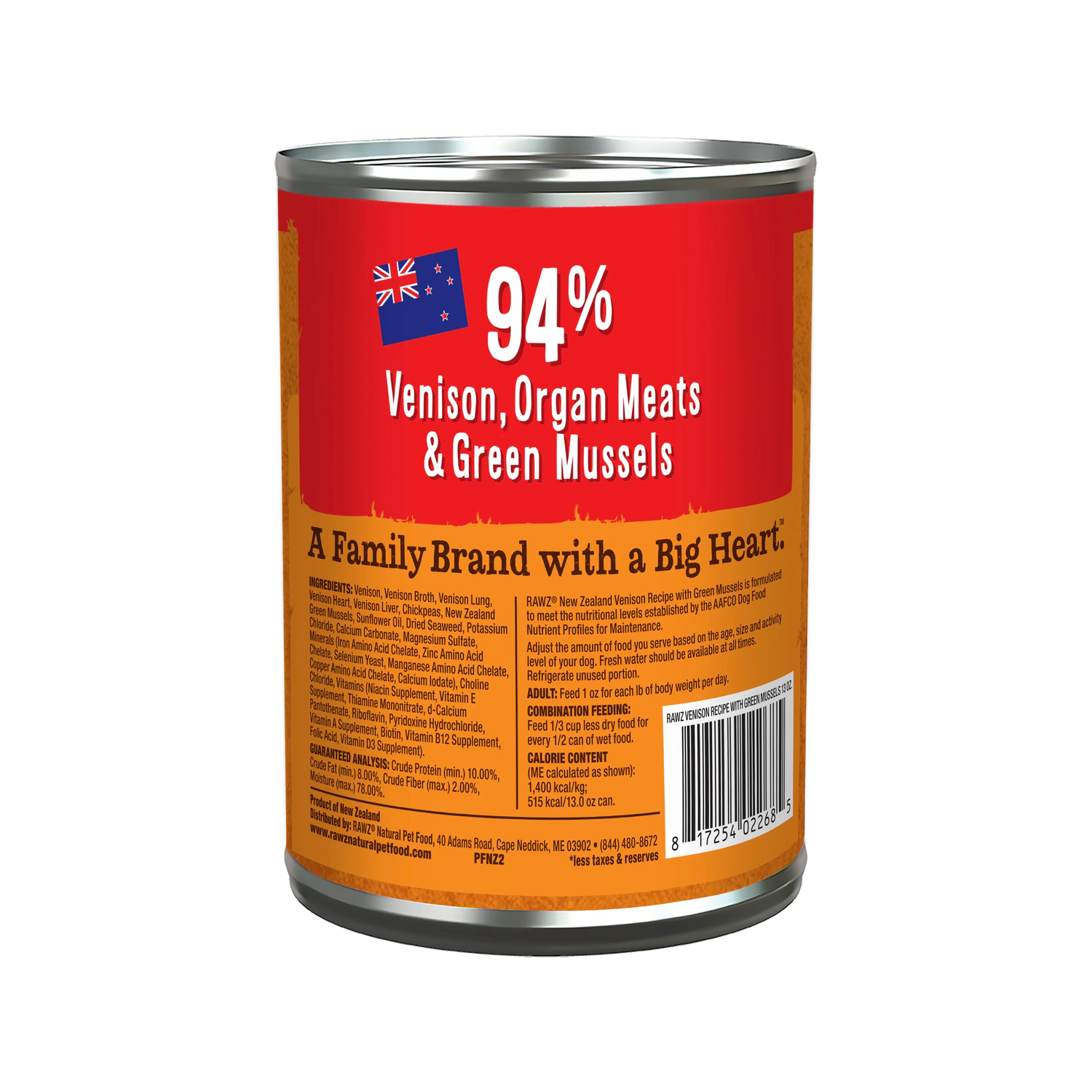 RAWZ® 94% Venison Recipe with Green Mussels Pâté Wet Dog Food