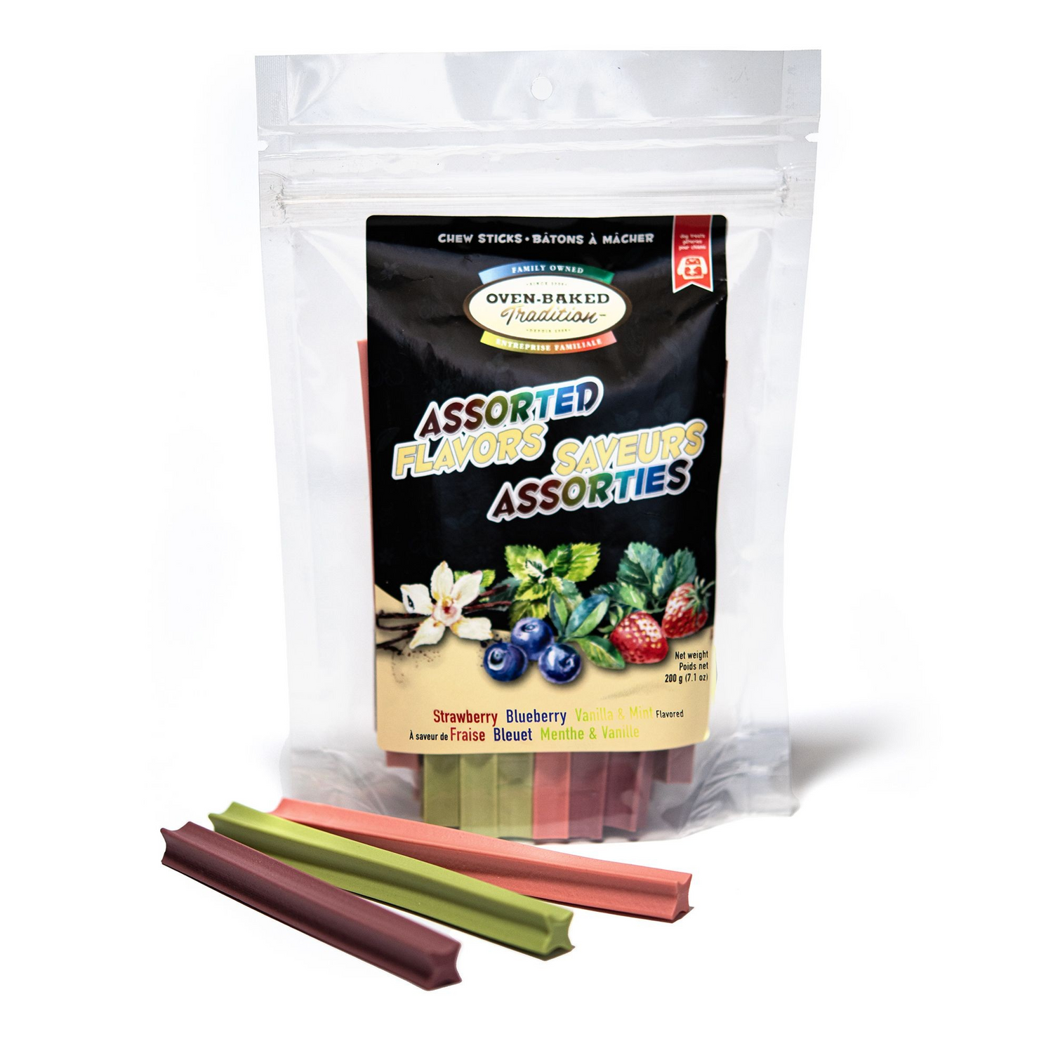 Oven-Baked Tradition Assorted Flavours Chew Sticks Dog Treats 200g