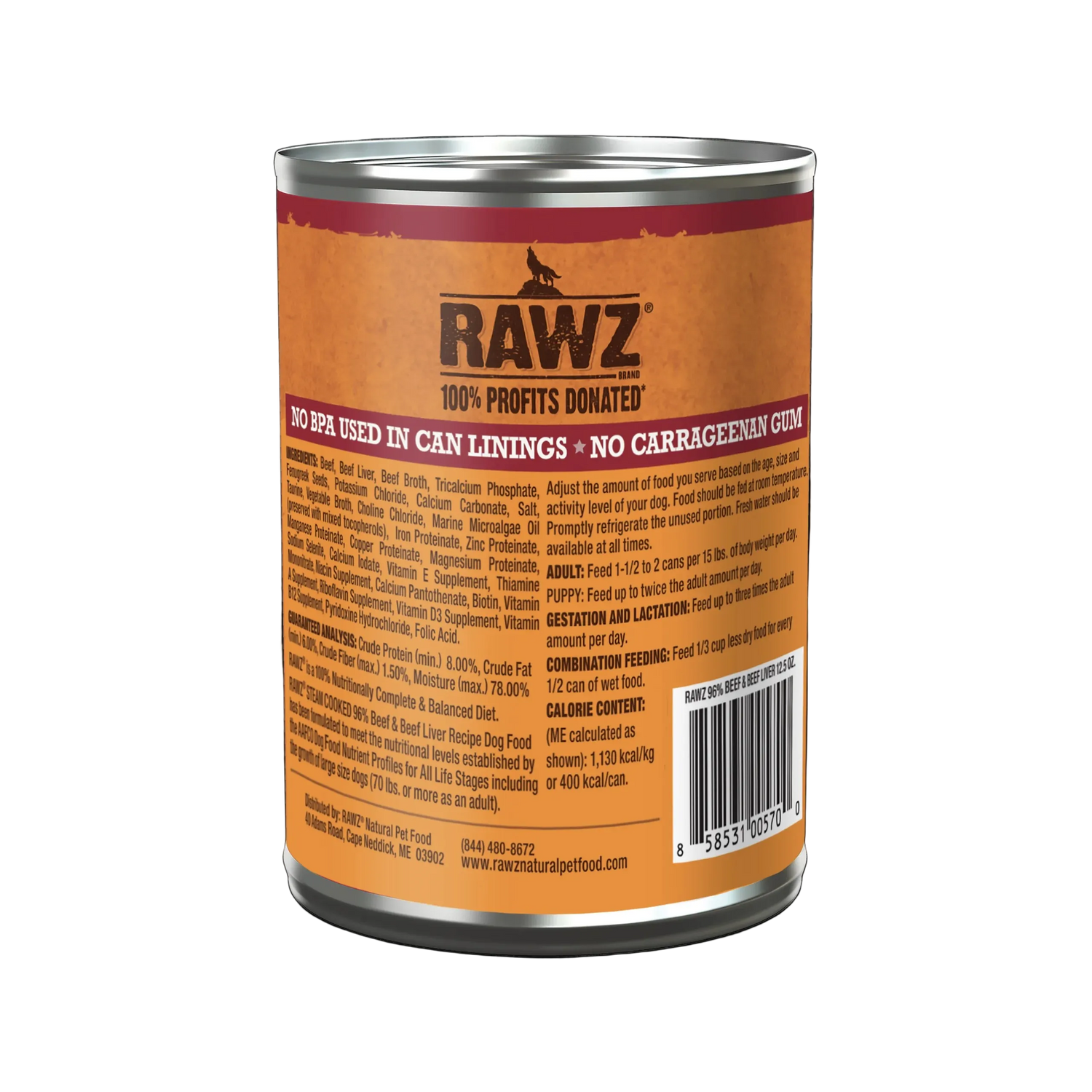 RAWZ 96% Beef & Beef Liver Wet Dog Food