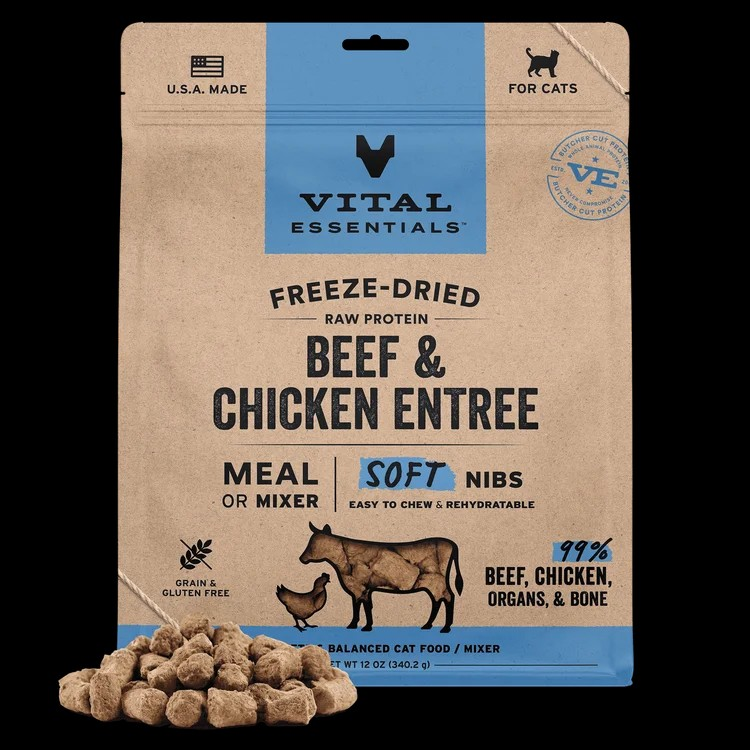 Vital Essentials Freeze-Dried Beef & Chicken Entree Soft Nibs Cat Food
