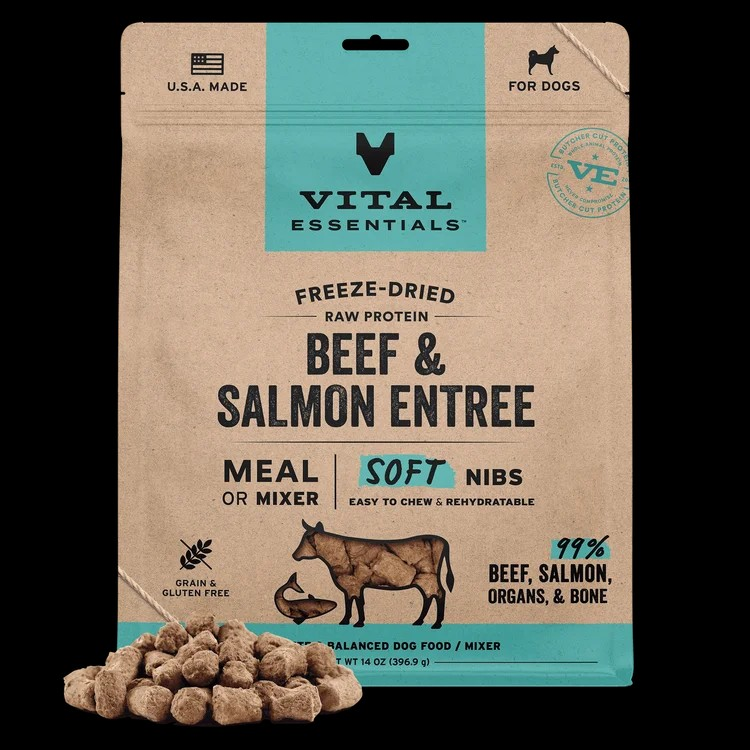 Vital Essentials Freeze-Dried Beef & Salmon Entree Soft Nibs Dog Food