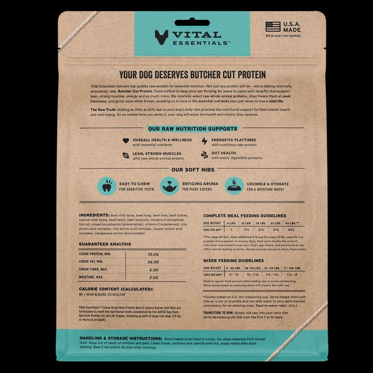 Vital Essentials Freeze-Dried Beef & Salmon Entree Soft Nibs Dog Food