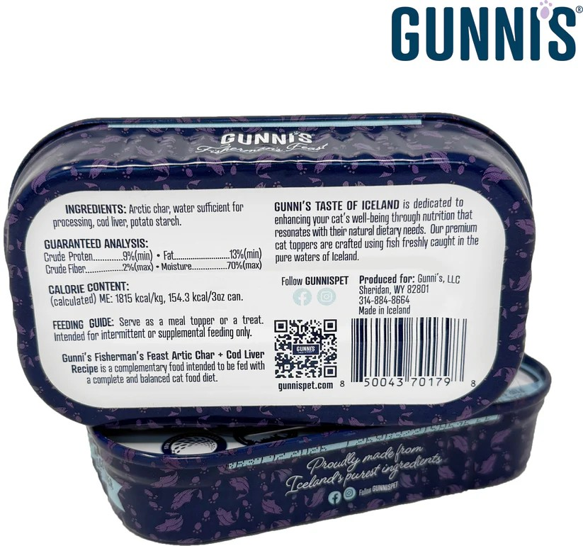 Gunni's Taste of Iceland Arctic Char & Cod Liver Recipe Cat Wet Food