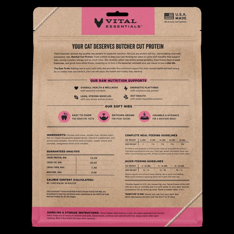 Vital Essentials Freeze-Dried Chicken Entree Soft Nibs Cat Food