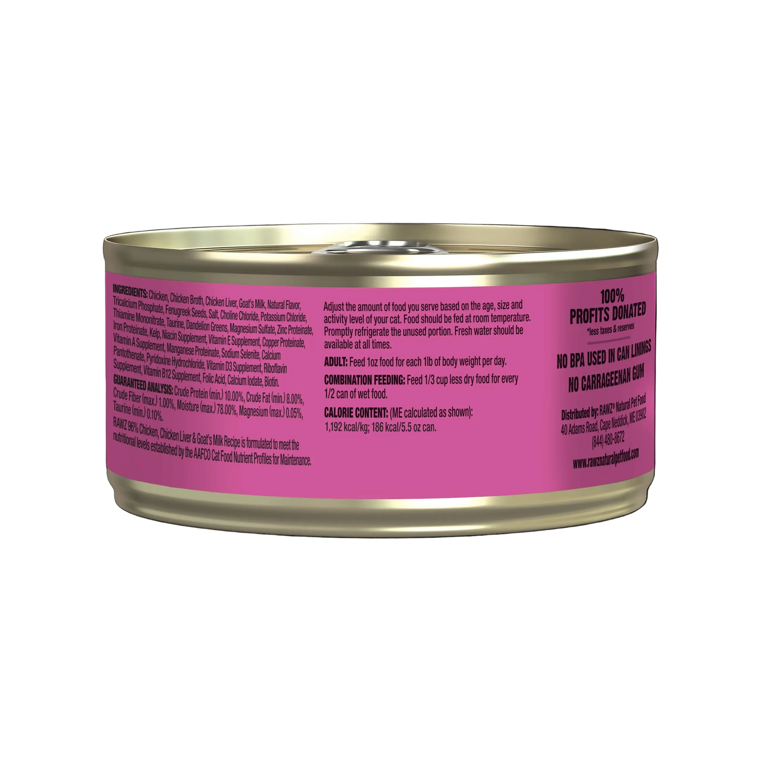RAWZ 96% Chicken, Chicken Liver & Goat Milk Pate Wet Cat Food
