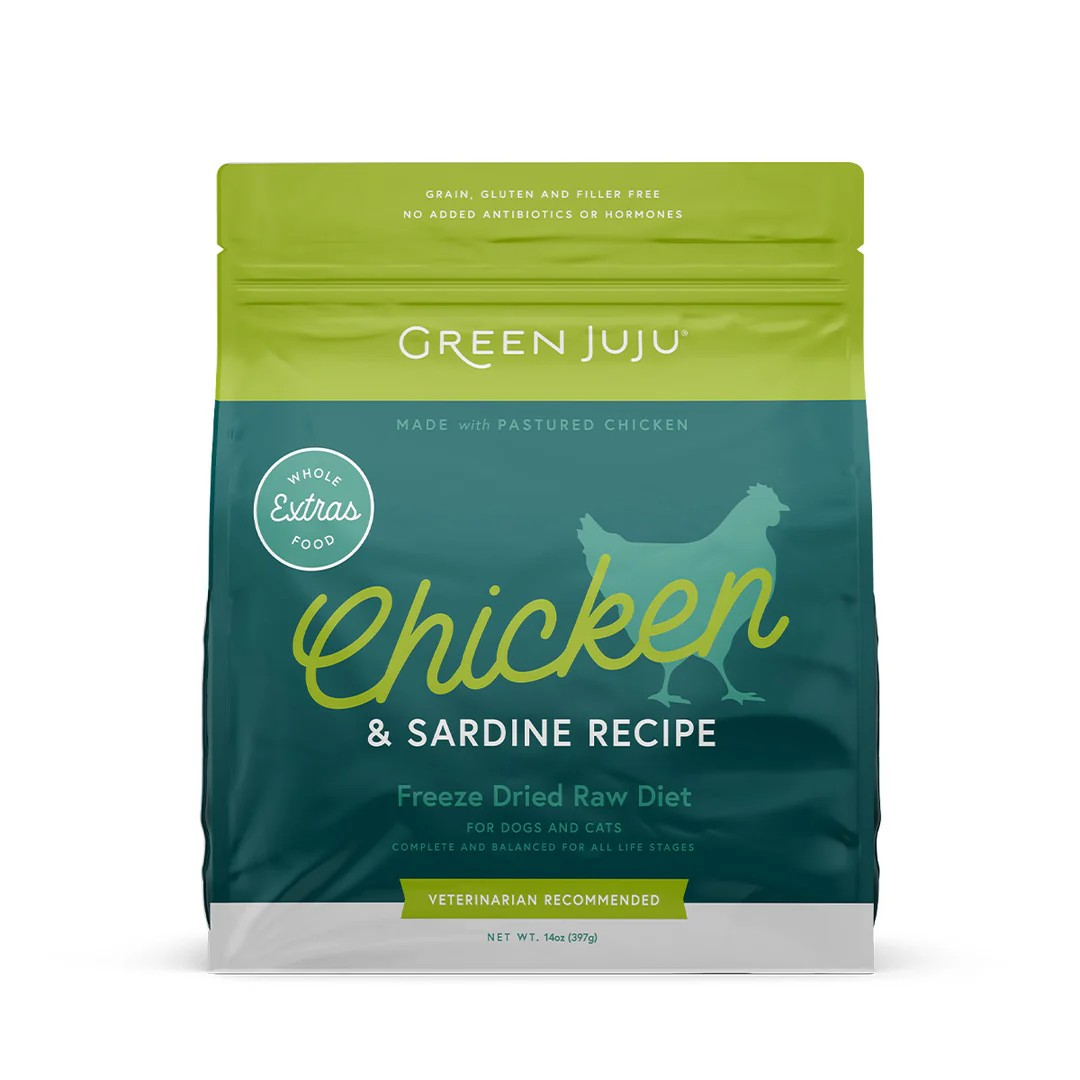 Green Juju Chicken & Sardine Recipe Freeze-Dried Raw Diet For Dogs & Cats