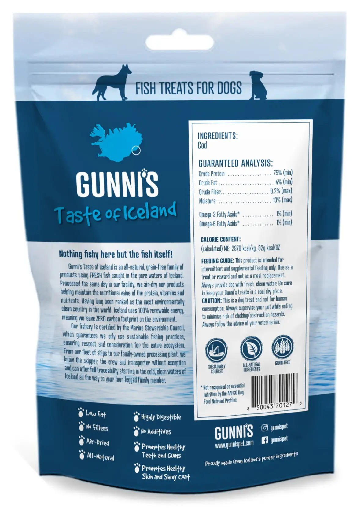 Gunni's Taste of Iceland Cod Skin Shorties 2.5oz