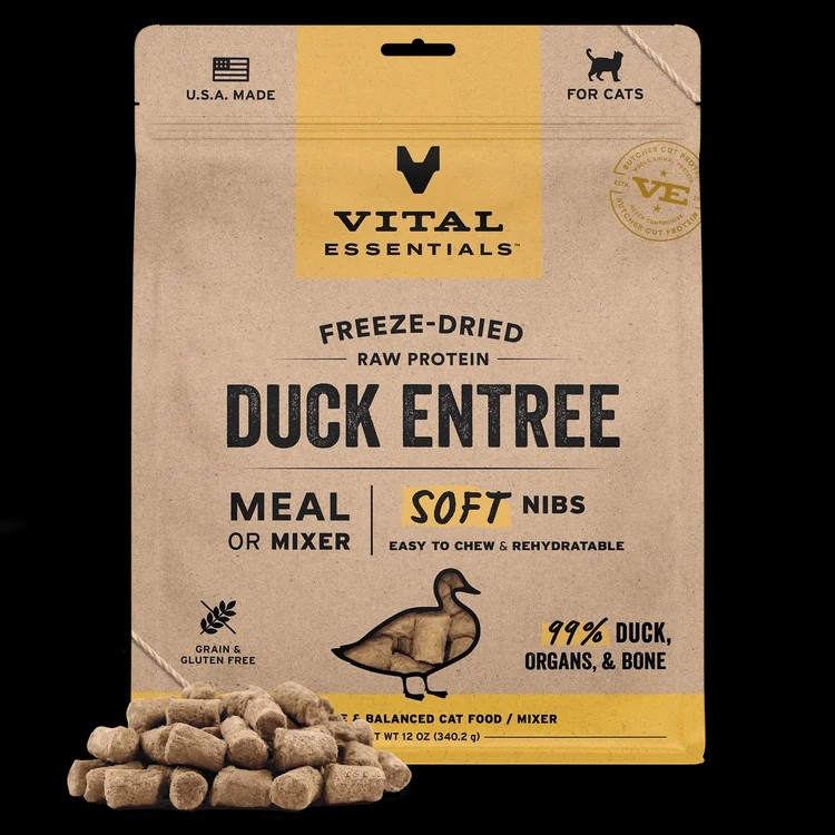 Vital Essentials Freeze-Dried Duck Entree Soft Nibs Cat Food