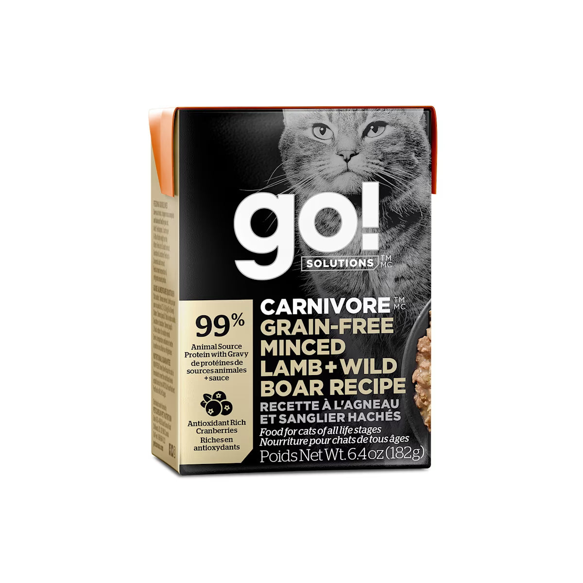 Go Solutions Carnivore Grain Free Minced Lamb And Wild Boar Cat Food