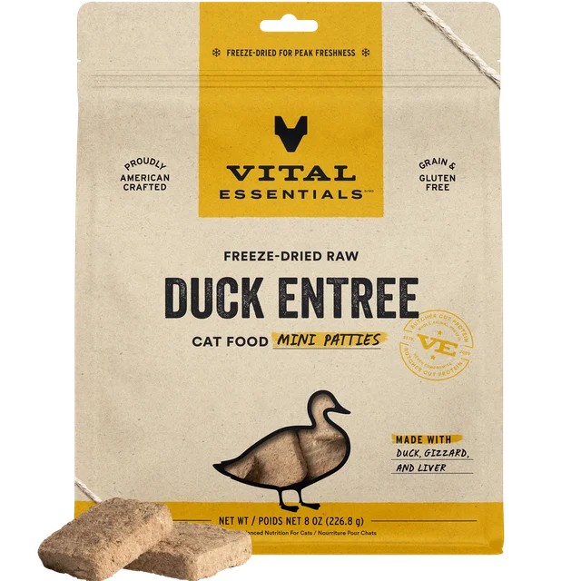 Vital Essentials Duck Mini Patties Freeze-Dried Cat Food