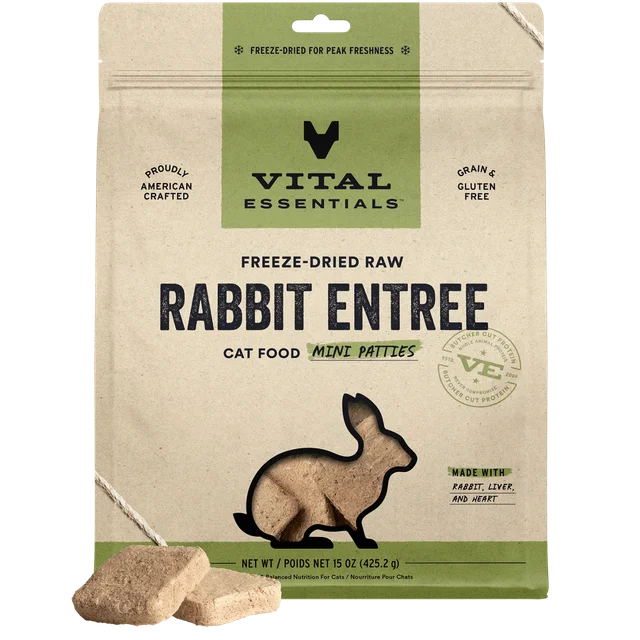 Vital Essentials Rabbit Mini Patties Freeze-Dried Cat Food