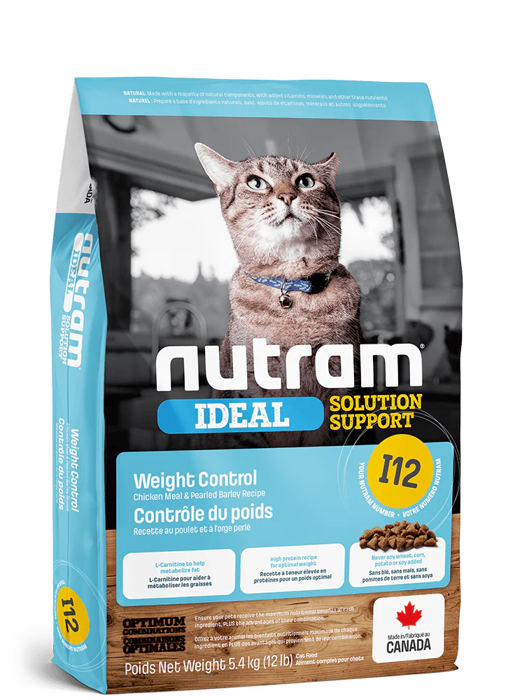Nutram Ideal I12 Chicken and Barley Weight Control Dry Cat Food