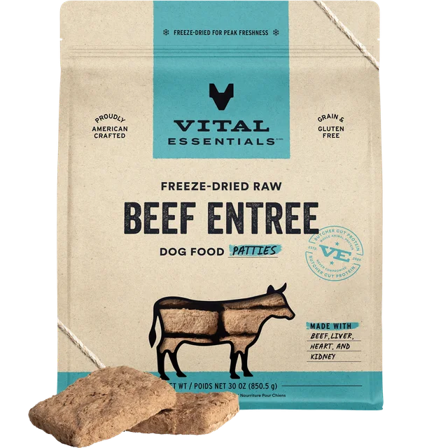 Vital Essentials Beef Patties Freeze-Dried Dog Food