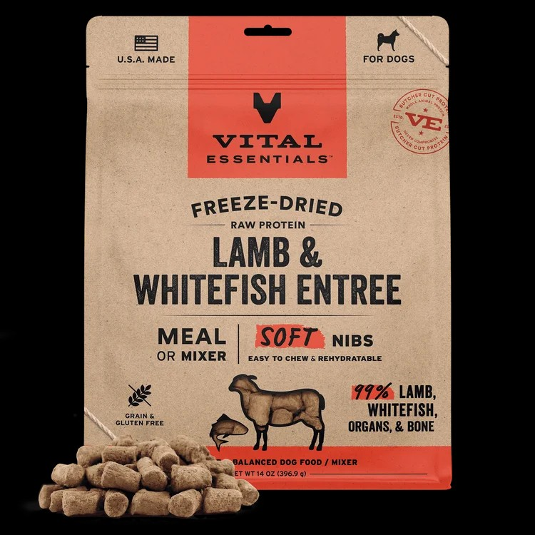 Vital Essentials Freeze-Dried Lamb Entree Soft Nibs Dog Food