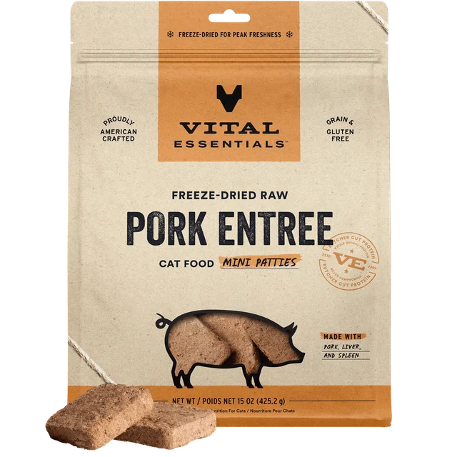 Vital Essentials Pork Mini Patties Freeze-Dried Cat Food