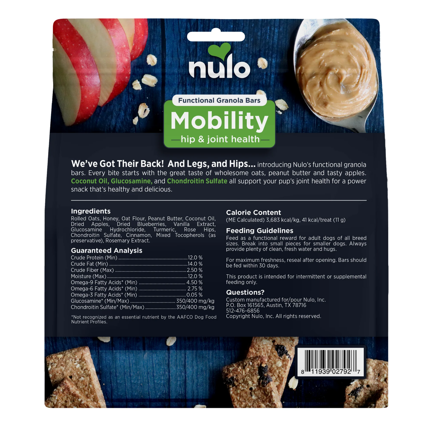 Nulo Functional Granola Bars Mobility For Hip Joint Health Dog Treats 10oz