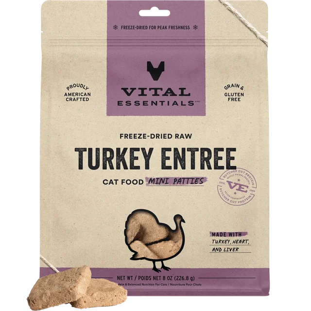 Vital Essentials Turkey Mini Patties Freeze-Dried Cat Food