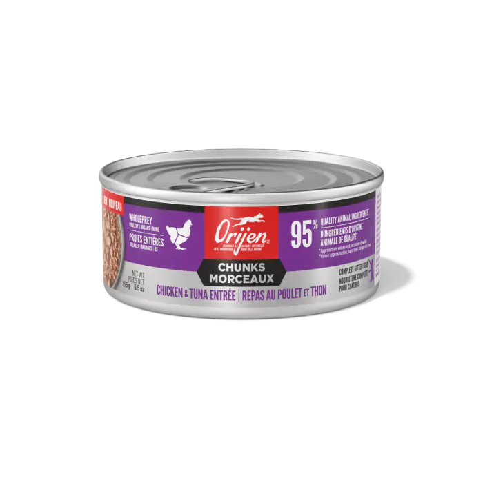 ORIJEN Chunks + Shreds Chicken + Tuna Entrée Kitten Wet Food