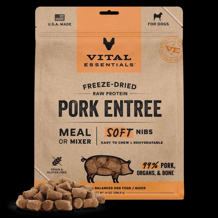 Vital Essentials Freeze-Dried Pork Entree Soft Nibs Dog Food
